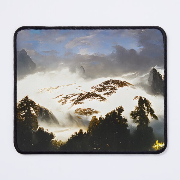 Item preview, Dramatic misty atmosphere on snowy mountain peaks designed and sold by fizzribbit.