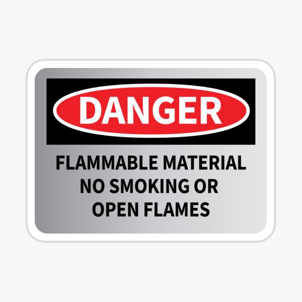 Flammable No Smoking Sign Sticker for Sale by StickDeco