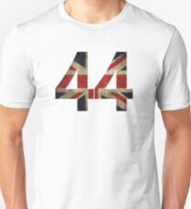 Lewis Hamilton 44 with worn looking Union Jack Unisex T-Shirt