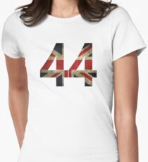 Lewis Hamilton 44 with worn looking Union Jack Women's Fitted T-Shirt