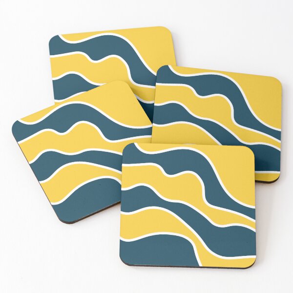 Item preview, Retro Abstract Waves Blue Yellow designed and sold by ind3finite.