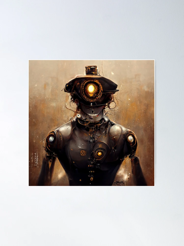 science fiction fantasy: cyborg clock in steampunk style - LuisaFumi