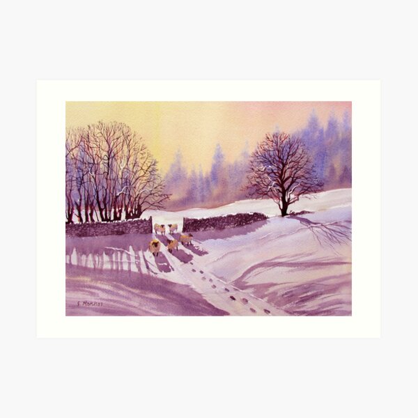 Sheep and Snow Art Print