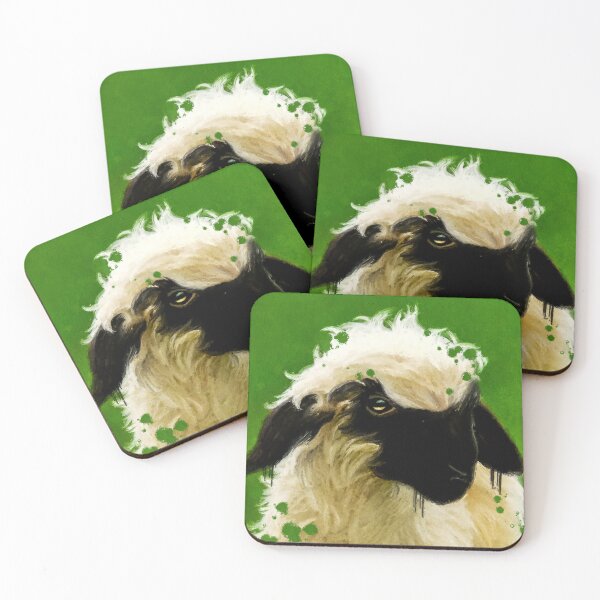 Item preview, Swiss Valais Blacknose Sheep Baby, Fluffy  Valais Blacknose Sheep Art, Cute Swiss Sheep Farm Animal Portrait, Adorable Swiss Valais Blacknose Sheep  designed and sold by Paintcorner.