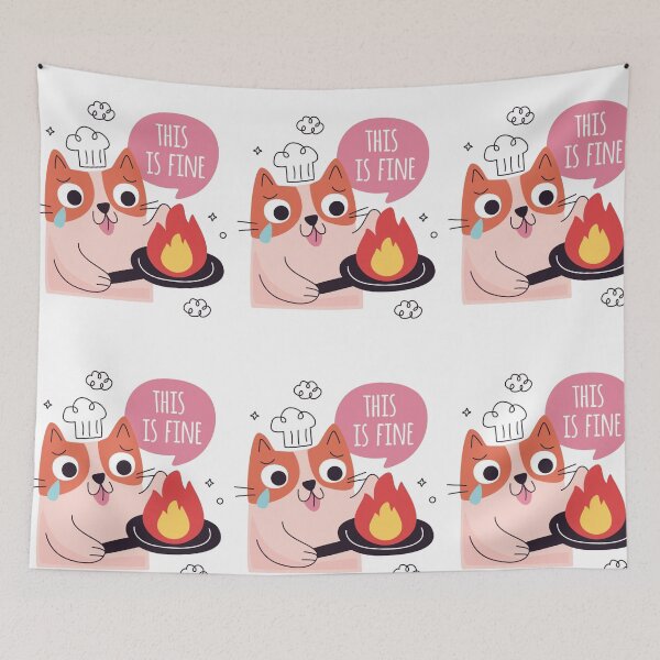 Item preview, Funny Cat This Is Fine ||Fine || I'm Fine ||Vintage Quote||Funny Text Quote, designed and sold by Artw0rld.