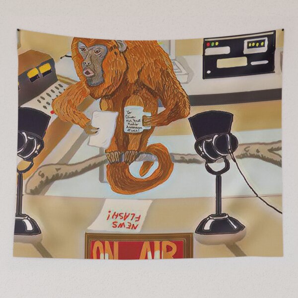 Item preview, Clyde The Howler Monkey Radio Announcer designed and sold by pinkyjainpan.
