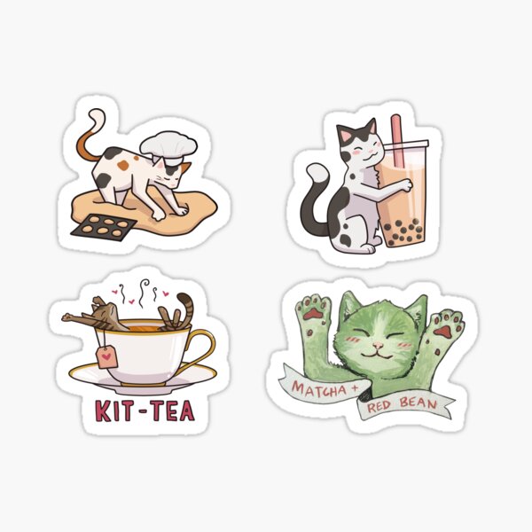 Paquete de pegatinas de gatos con temática de comida Pegatina