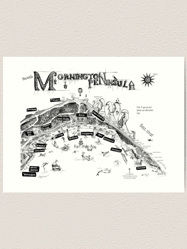 "Mornington Peninsula map" Art Print for Sale by dishmoptop Redbubble
