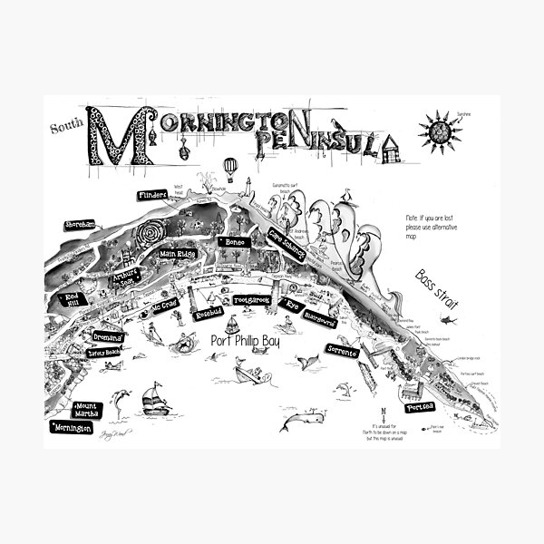 Mornington Peninsula map Photographic Print