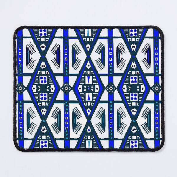 Item preview, Manjago African Wax Textile "Cachieu" Blue & White Boho Tribal Pattern designed and sold by Tony Cisse.
