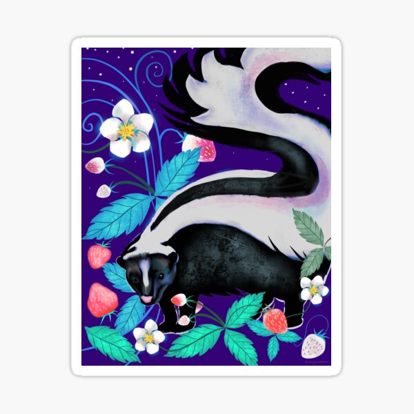 Item preview, Strawberry Skunk Animal art design by ACozyNookArt designed and sold by acozynookart.