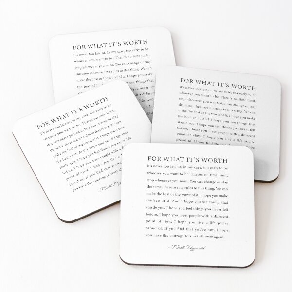 Item preview, For What It s Worth Quote, F. Scott Fitzgerald Quote designed and sold by corbrand.