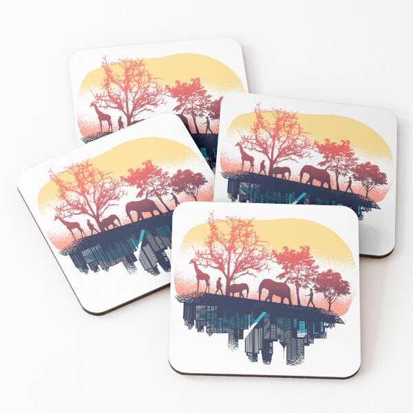 Item preview, Savannah landscape with animals with a reflection of a skyline designed and sold by Rob-Son.