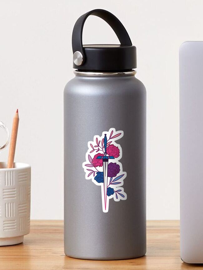 Aperçu 1 sur 3. Sticker avec l'œuvre épée bi florale • drapeau de fierté subtil créée et vendue par sunfloras.
