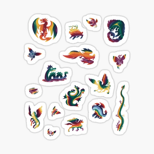 Item preview, Fantasy Creatures Set Rainbow Colors Mashup designed and sold by BlazeraptorGirl.
