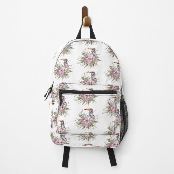 Item preview, Watercolor floral tropical bouquet with toucan bird cute print designed and sold by tiana-geo.
