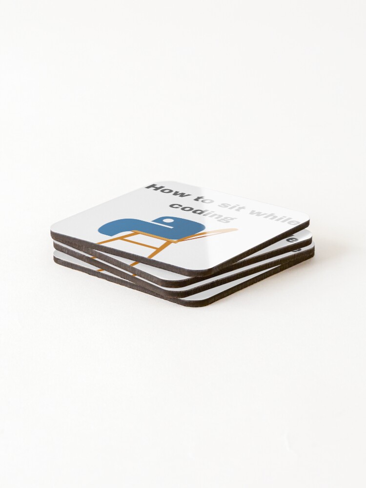 Thumbnail 4 of 5, Coasters (Set of 4), How to sit while coding designed and sold by Wicked-Design.