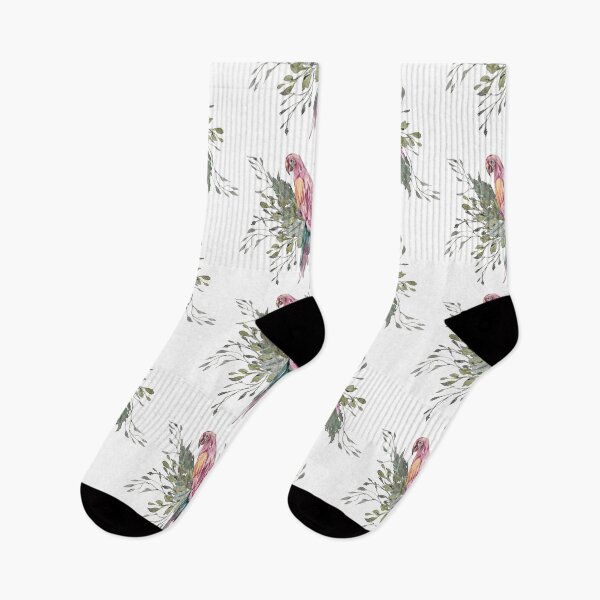 Item preview, Watercolor floral tropical bouquet with parrot bird cute print designed and sold by tiana-geo.