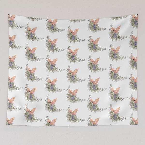 Item preview, Watercolor floral tropical bouquet with parrot bird cute print designed and sold by tiana-geo.