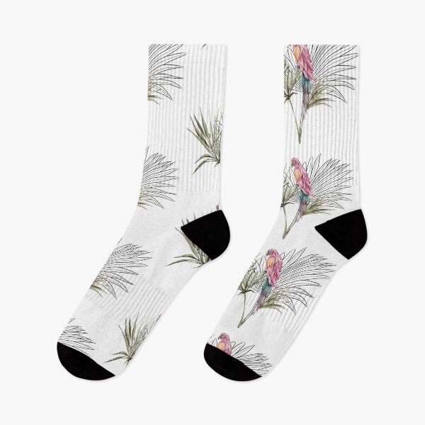Item preview, Watercolor floral tropical bouquet with parrot bird cute print designed and sold by tiana-geo.