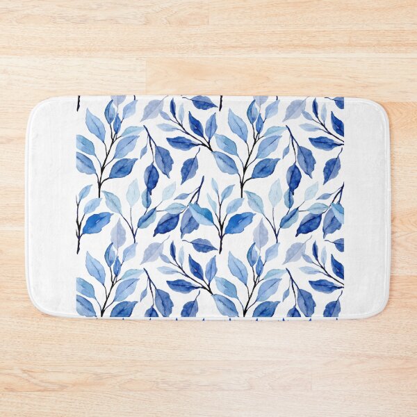 Item preview, Blue toned leaves print with trim design designed and sold by PalomaHealing24.