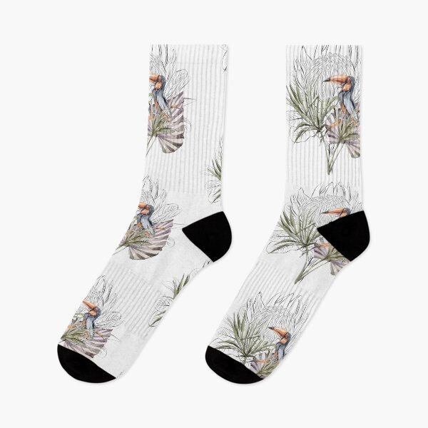 Item preview, Watercolor floral tropical bouquet with toucan bird cute print designed and sold by tiana-geo.