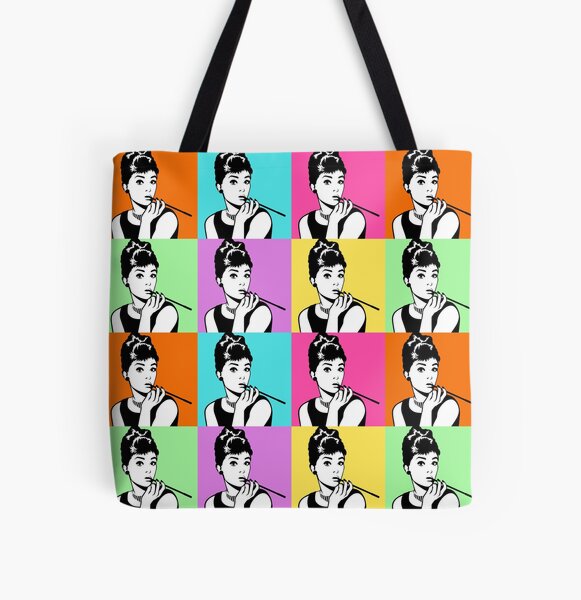 Audrey Hepburn Typography Poster Tote Bag by Inspirowl Design