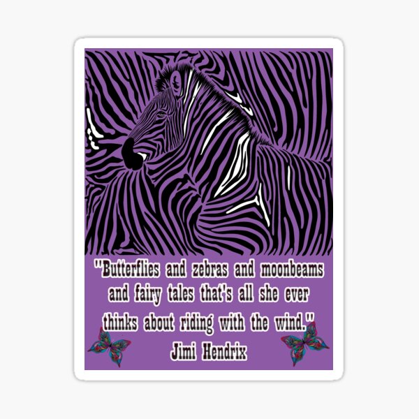 "Butterflies and Zebras and moonbeams and fairy tales Jimi Hendrix