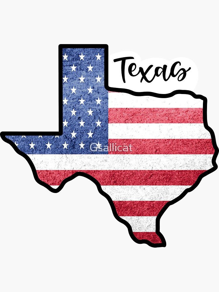 Texas State Outline With Patriotic Usa American Flag Sticker For Sale By Gsallicat Redbubble 7417
