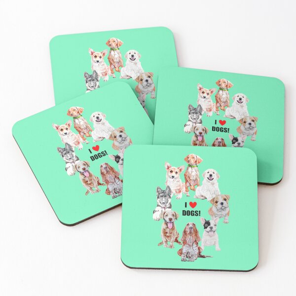Item preview, I Heart Dogs Collage with 8 dog images designed and sold by daveand65.
