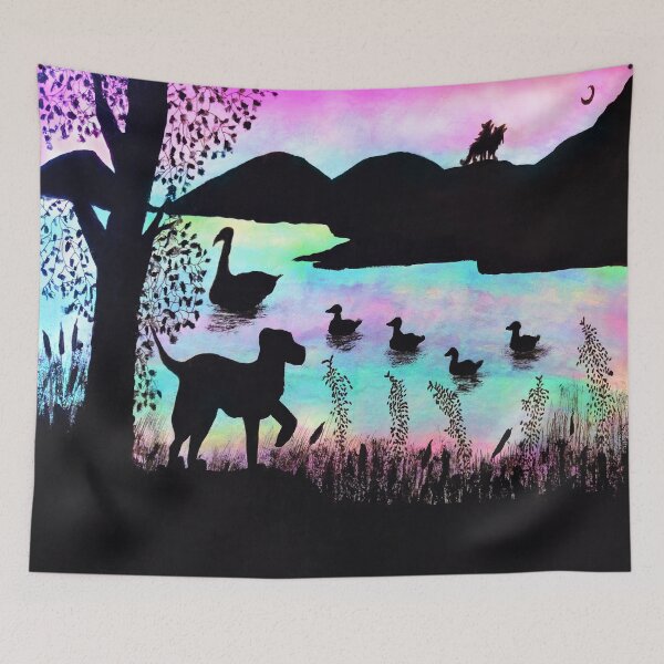 Item preview, Nature Swan Dog Lake Silhouette Landscape  designed and sold by Deborah Camp.