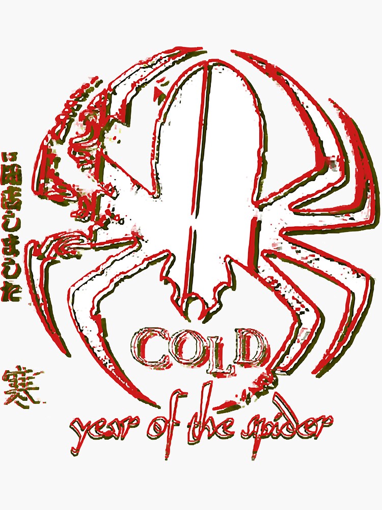 cold-band-year-of-the-spider-distressed-artwork-sticker-for-sale-by-hindesdezt-redbubble