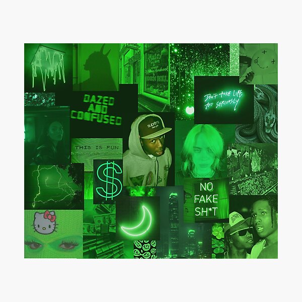 Neon green aesthetic collage