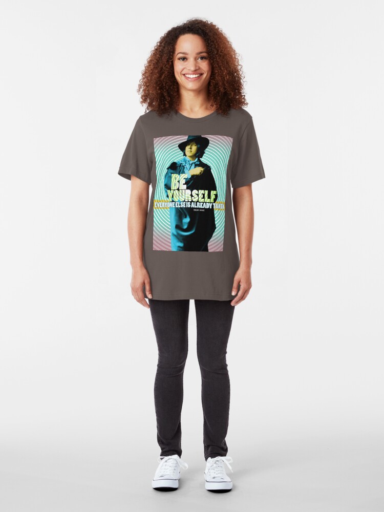 Alternate view of Oscar Wilde Quote Slim Fit T-Shirt