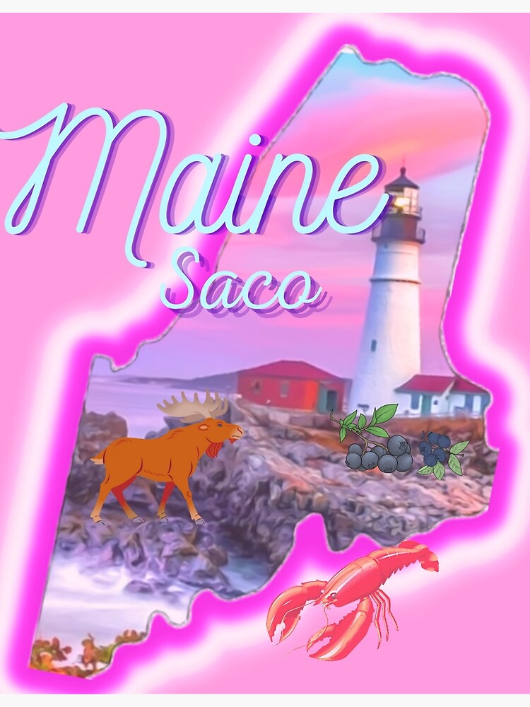 Póster «Saco Maine en rosa gris Celeste y morado. Estado de Maine con