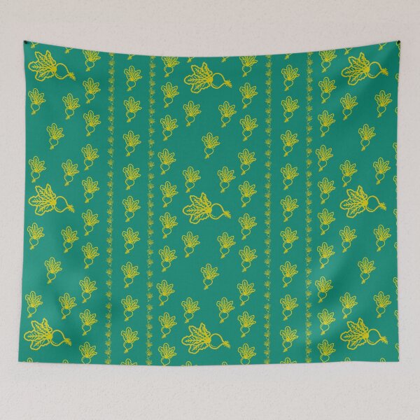 Item preview, Turquois Linen with Yellow Beets designed and sold by LawsonFabrics.