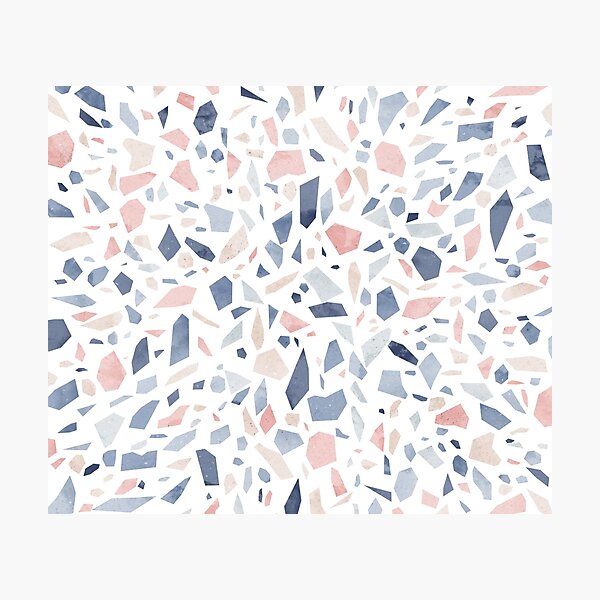 Vintage pastel blue pink beige geometric terrazzo pattern Photographic Print