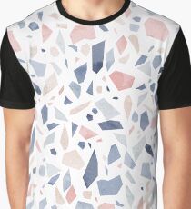 Camiseta gráfica Terrazo azul pastel época de color rosa