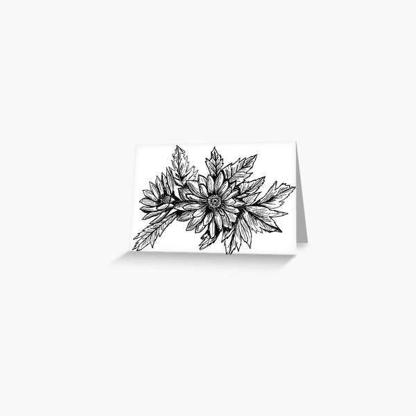 Pen and Ink Chrysanthemum Greeting Card