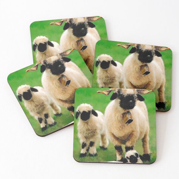 Item preview, Swiss Valais Blacknose Sheep family, Cute farm animal, Walliser Schwarznasenschaf, Fluffy sheep designed and sold by Trendymotion.