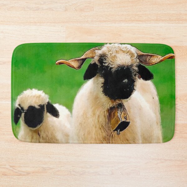 Item preview, Swiss Valais Blacknose Sheep family, Cute farm animal, Walliser Schwarznasenschaf, Fluffy sheep designed and sold by Trendymotion.
