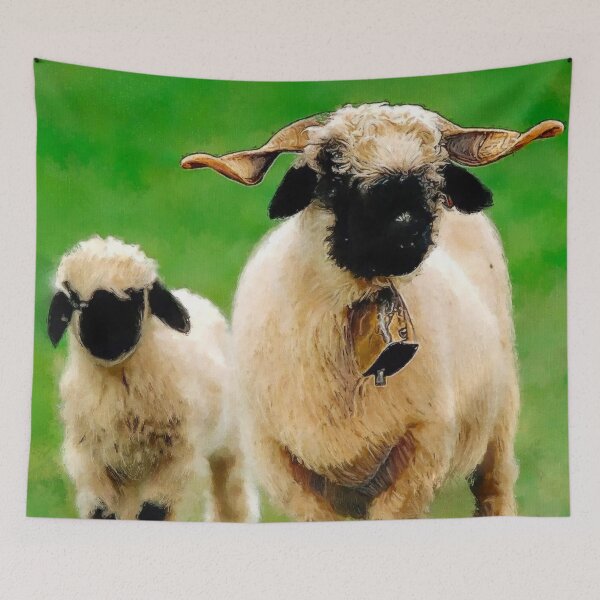 Item preview, Swiss Valais Blacknose Sheep family, Cute farm animal, Walliser Schwarznasenschaf, Fluffy sheep designed and sold by Trendymotion.