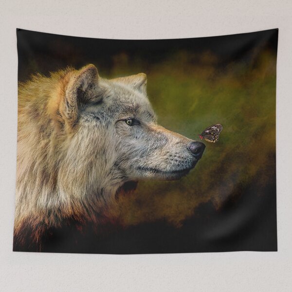 Item preview, Wolf and Butterfly designed and sold by Leanne M Williams.