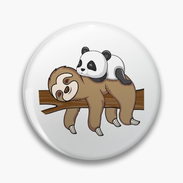 Aperçu de l'œuvre Un panda précieux et un paresseux dorment ensemble sur une branche dans un dessin de style kawaii créée et vendue par CreativeCranium.