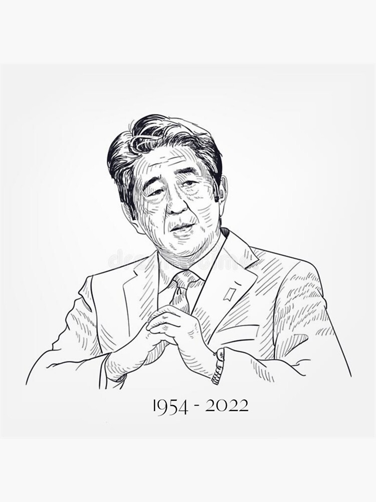 "Shinzo Abe Drawing Illustration " Sticker for Sale by MariahHuckabays