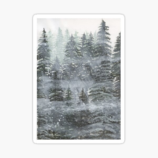 Misty Pine Forest Sticker