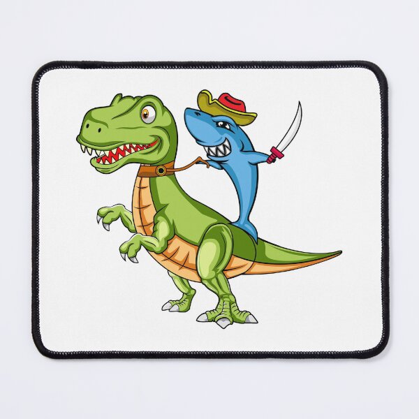 Item preview, Cute Pirate Shark Riding Dinosaur T-Rex in The Kawaii Style designed and sold by CreativeCranium.