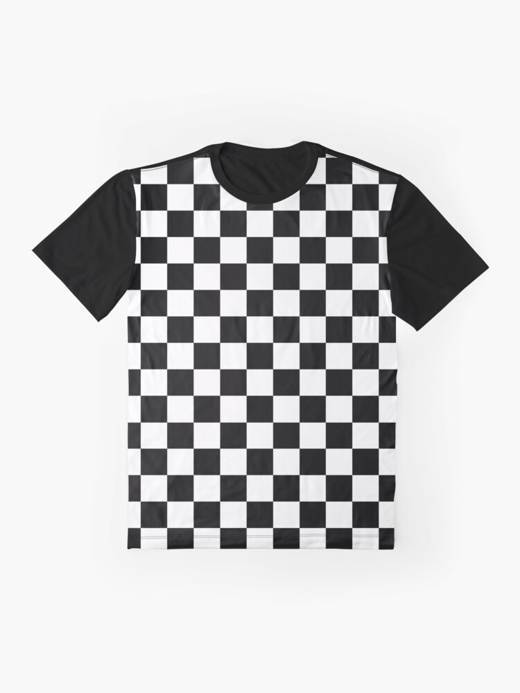 Alternate view of Black and White Check Checkered Flag Motorsports Race Day + Chess Graphic T-Shirt