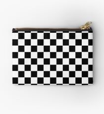 Black and White Check Checkered Flag Motorsports Race Day + Chess Zipper Pouch