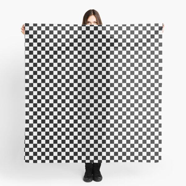Black and White Check Checkered Flag Motorsports Race Day + Chess Scarf